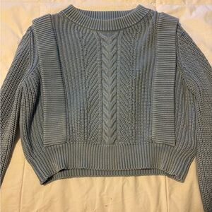 Elegant Blue Cable Knit Sweater